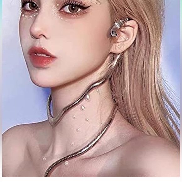 Gold Snake Wrap Necklace Bracelet | Multi-Wear Collar, Choker, Arm Cuff - Picture 10 of 13